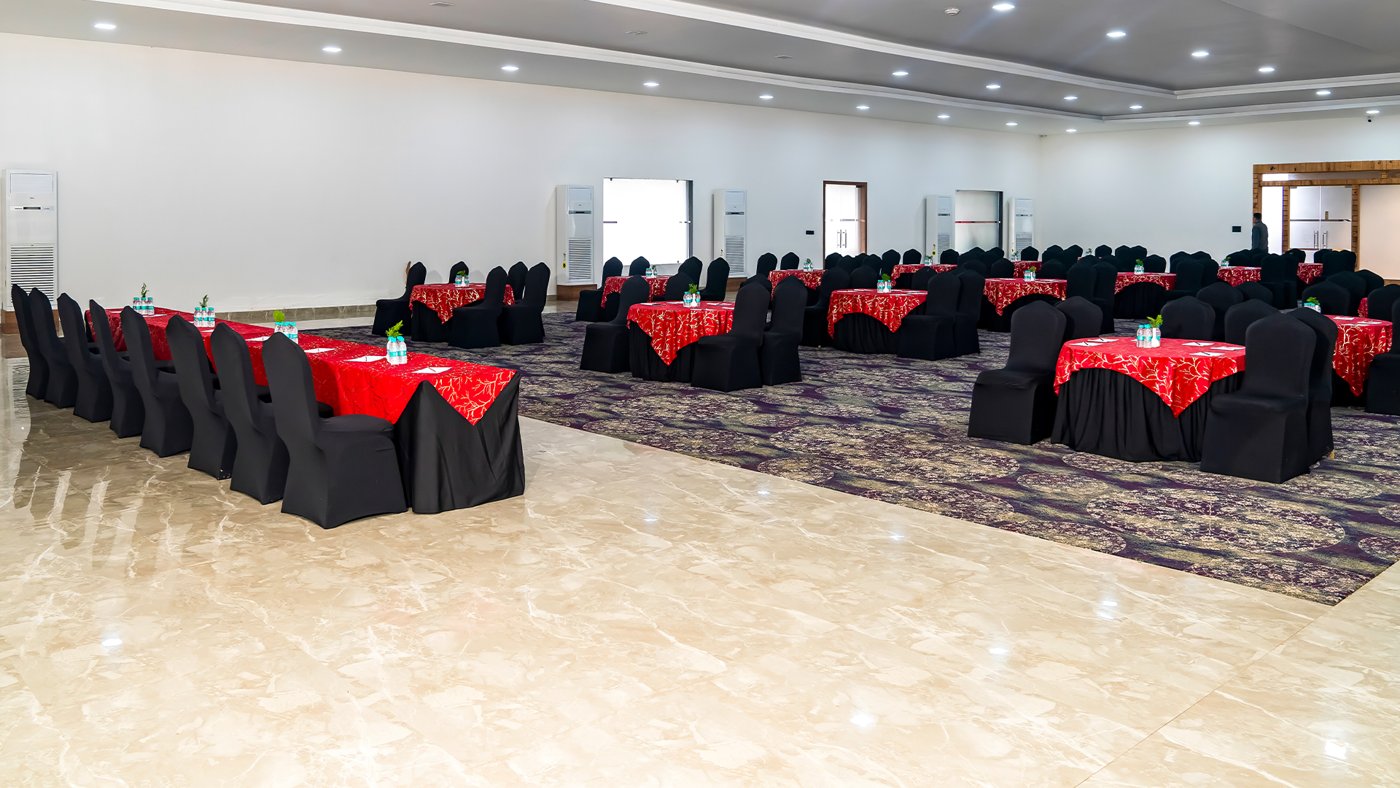 Convention hall arranged for a corporate event